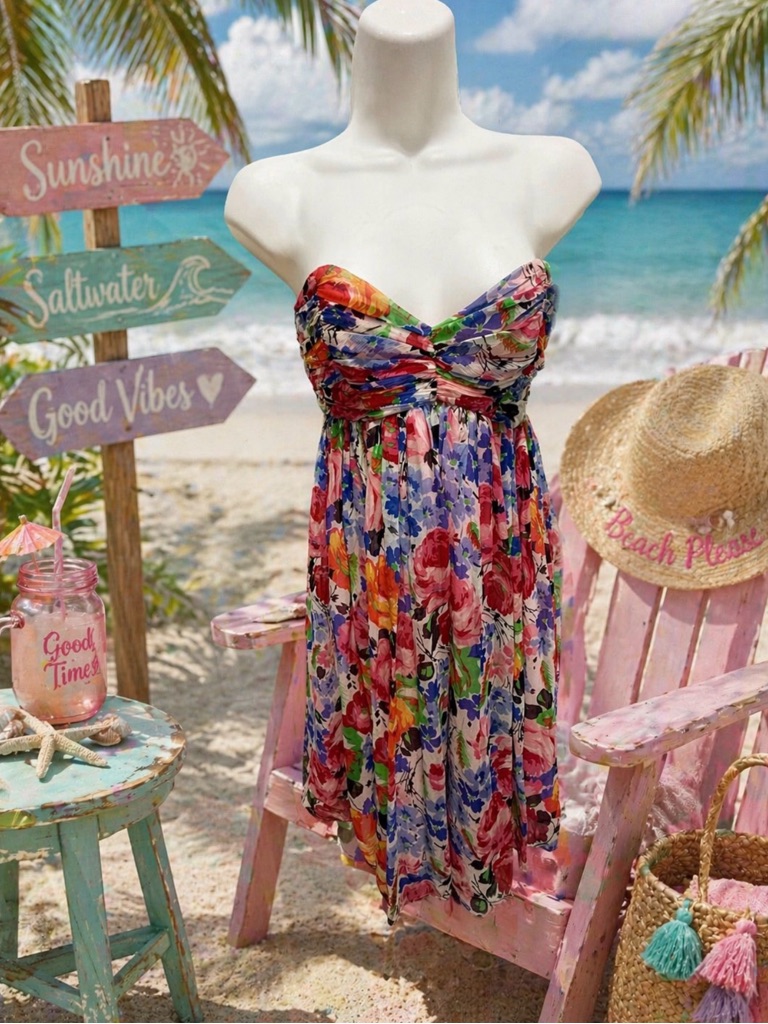 Betsey Johnson Floral Silk Mini Dress Size 0